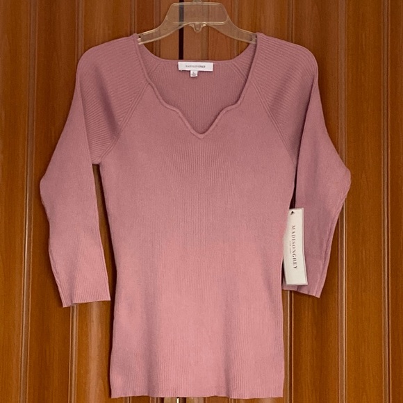 MADISON GREY Pullover Sweater 3/4 Sleeve Dusty Rose Color Size L - Picture 1 of 4